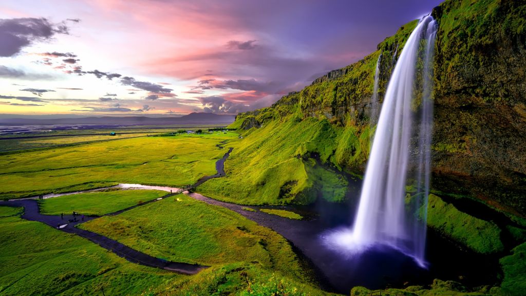 Исландия, Водопад, Водопад, HD, 2K