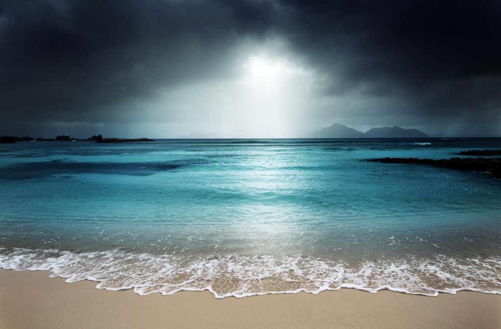 Ла Диг, Остров, Пляж, Темное Небо, Буря, HD, 2K, 4K, 5K