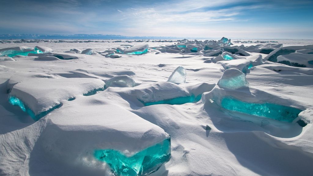 Озеро Байкал, Лед, Снег, HD, 2K