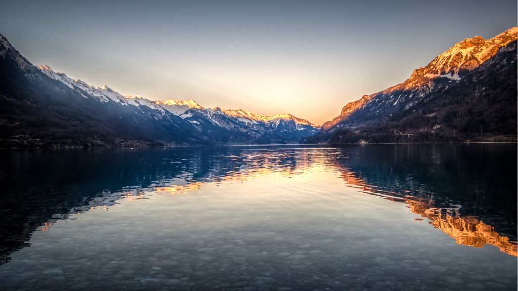 Озеро Бриенц, Интерлакен, Озеро, Швейцария, Размышления, HD, 2K, 4K
