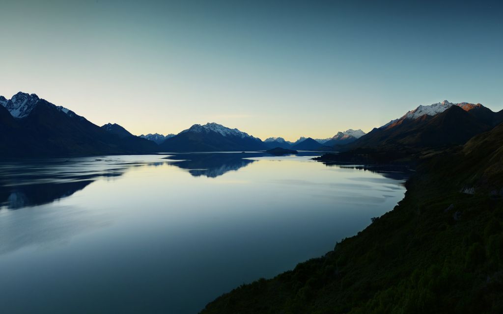 Озеро Вакатипу, Закат, Пейзаж, Горы, Новая Зеландия, HD, 2K, 4K