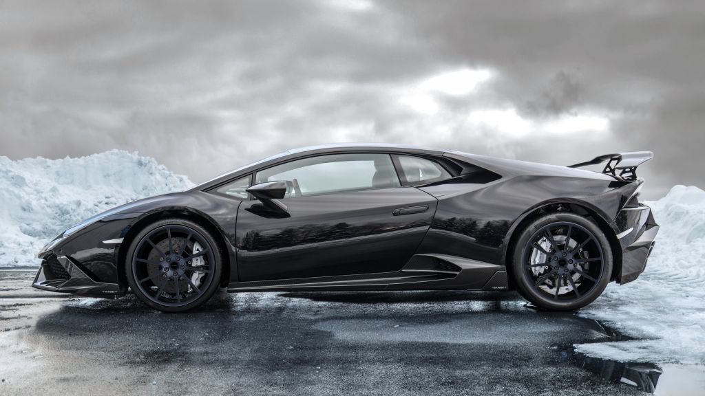 Lamborghini Huracán, Суперкар, Лед, Черный., HD, 2K, 4K