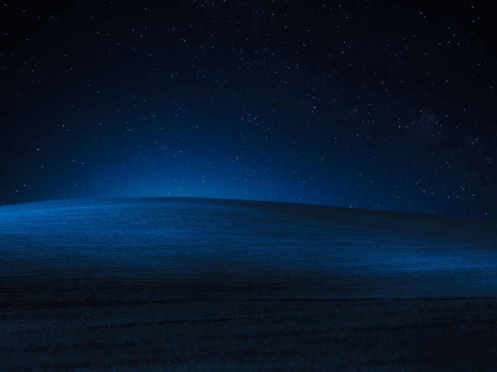 Пейзаж, Ночь, Звездное Небо, Синий, HD, 2K