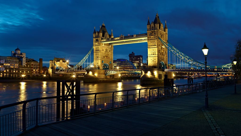 Лондон, Мост, Великобритания, Ночь, Река, Путешествия, Туризм, HD, 2K, 4K, 5K
