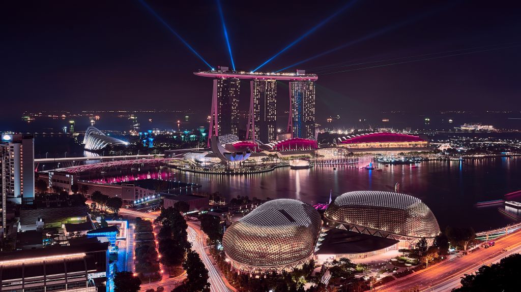 Marina Bay Sands, Городской Пейзаж, Ночь, Сингапур, HD, 2K, 4K, 5K