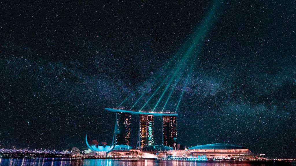 Marina Bay Sands, Городской Пейзаж, Ночь, Городские Огни, Сингапур, HD, 2K, 4K, 5K
