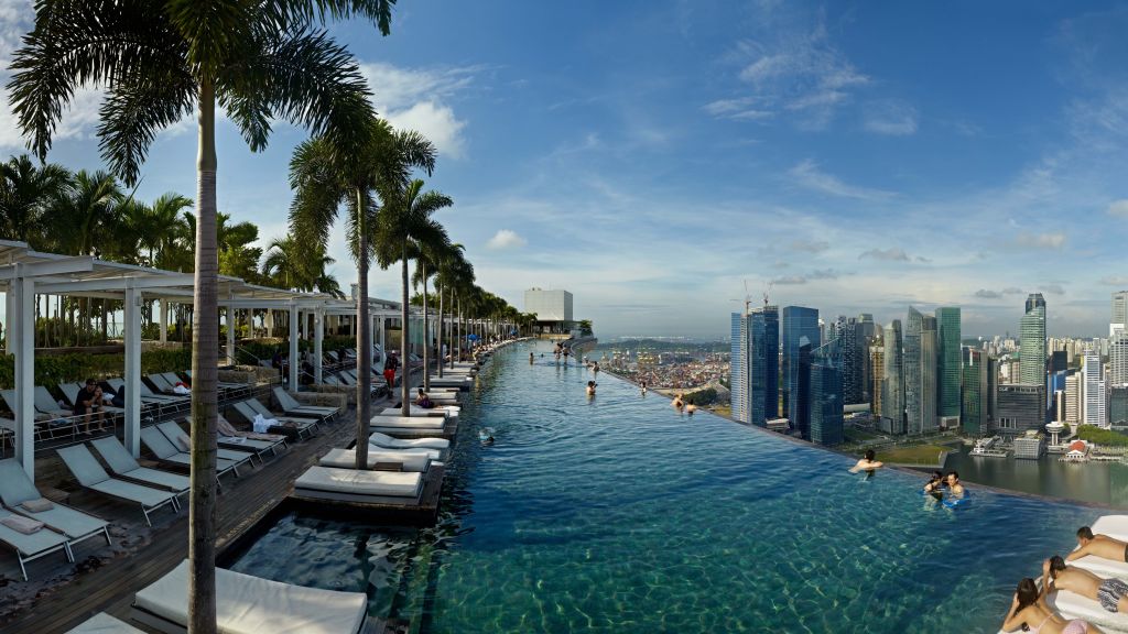 Marina Bay Sands, Пейзажный Бассейн, Бассейн, Отель, Путешествия, Бронирование, Казино, Сингапур, HD, 2K, 4K, 5K, 8K