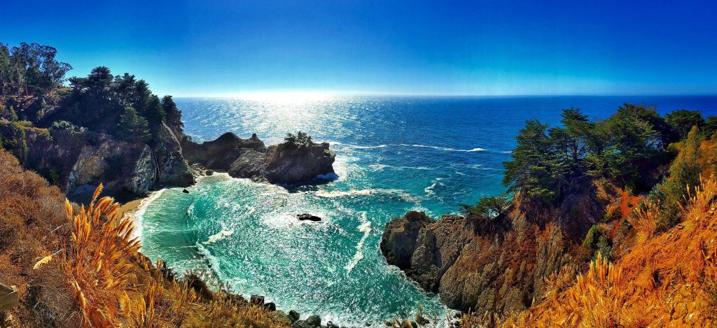 Mcway Falls, Океан, Биг-Сур, Калифорния, HD, 2K, 4K, 5K