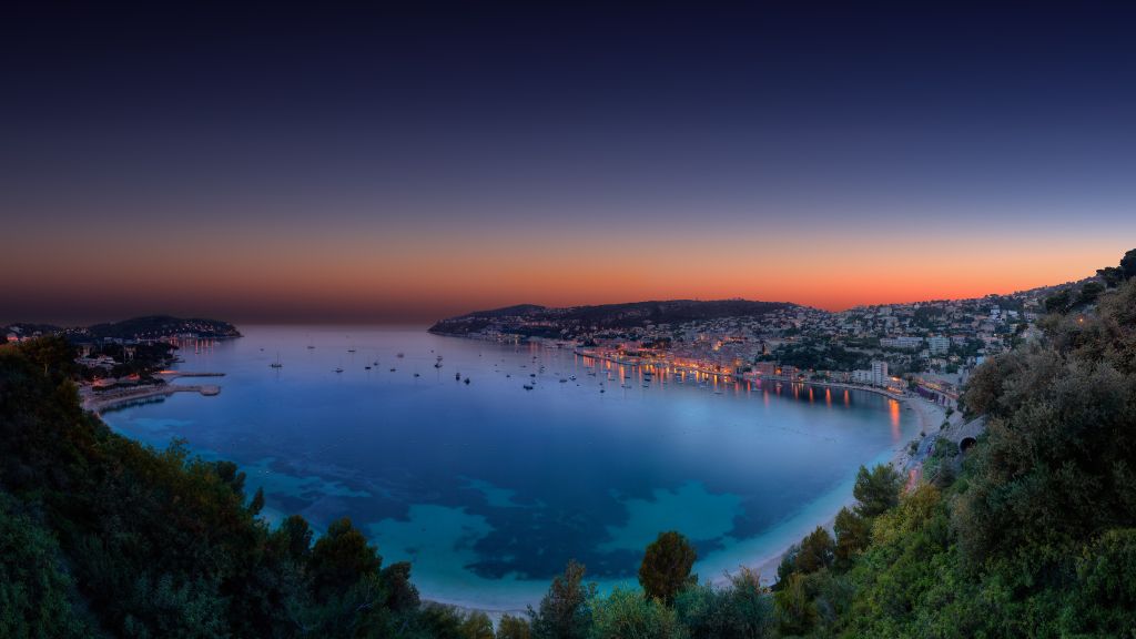 Монако, Французская Ривьера, Ночь, Закат, Море, Озеро, Океан, Лес, Небо, HD, 2K, 4K