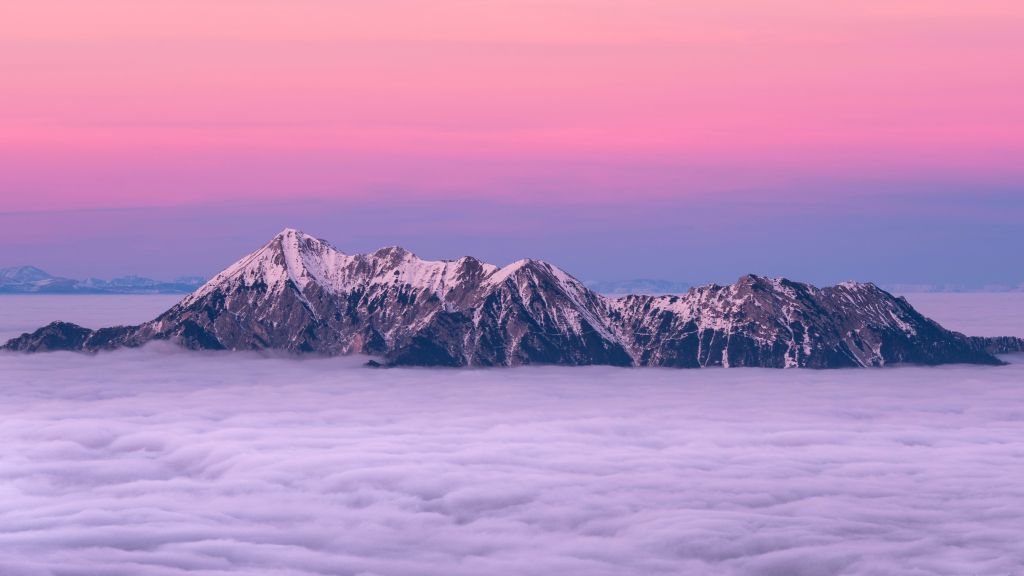 Гора, Небо, Туман, HD, 2K, 4K, 5K