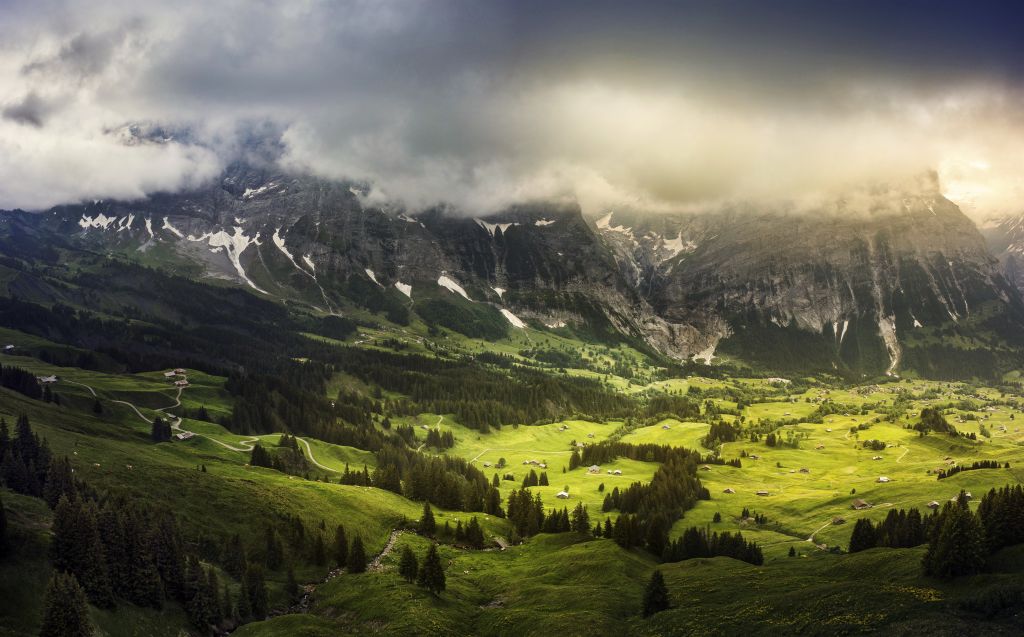 Горы, Пейзаж, Швейцария, HD, 2K
