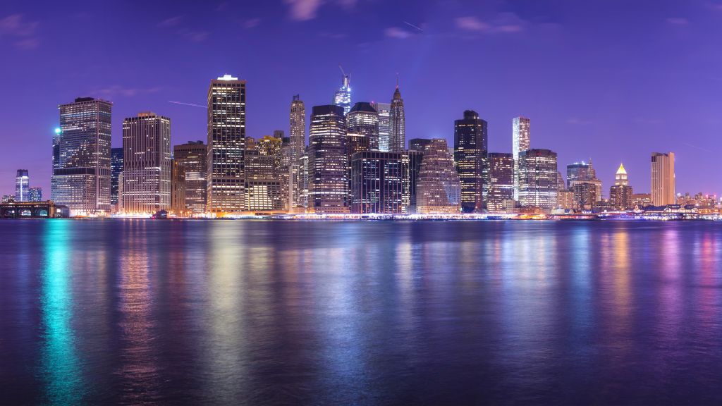 Нью-Йорк, Ист-Ривер, Городской Пейзаж, Nightscape, HD, 2K, 4K