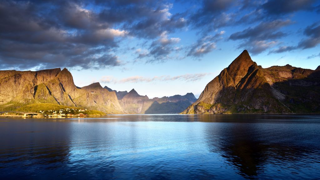 Норвегия, Лофотенские Острова, Европа, Горы, Море, Облака, HD, 2K, 4K, 5K