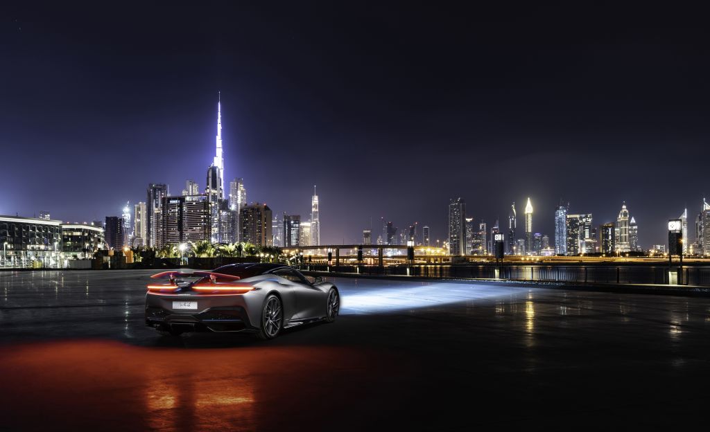 Pininfarina Battista, Дубай, Городской Пейзаж, Ночь, 2019, HD, 2K, 4K, 5K