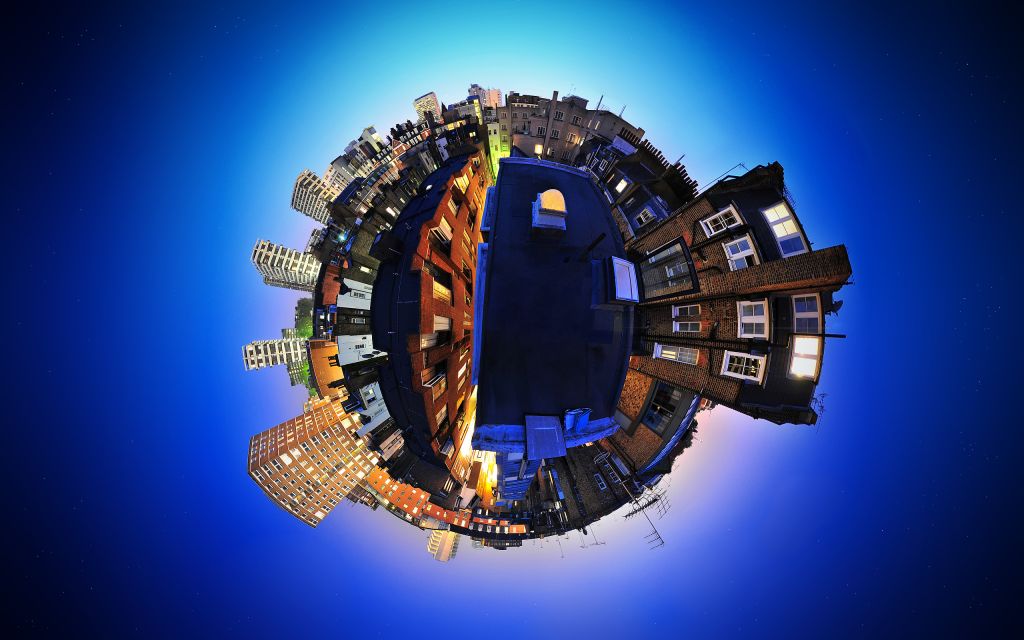 Планета, Fisheye, Skyline, Англия, HD, 2K