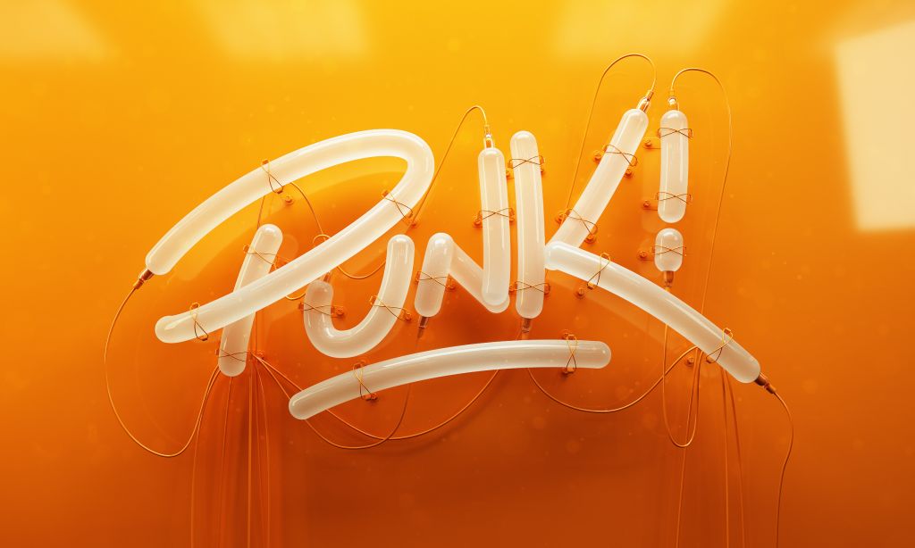 Панк, 3D Буквы, Оранжевый, Типография, HD, 2K