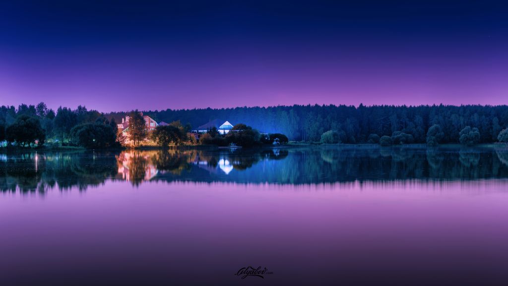 Фиолетовые Отражения, Озеро, Курорт, Лес, HD, 2K, 4K, 5K