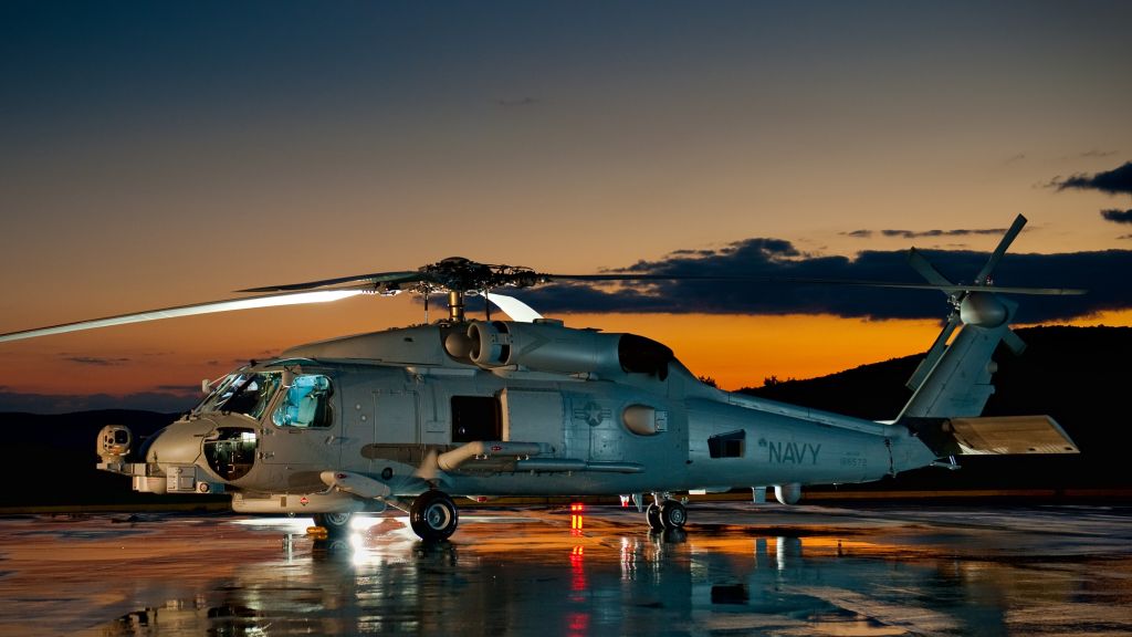 Sh-60, Sikorsky, Mh-60, Sea Hawk, Многоцелевой Морской Вертолет, Сша. Военно-Морской Флот, Медэвак, Закат, HD, 2K, 4K
