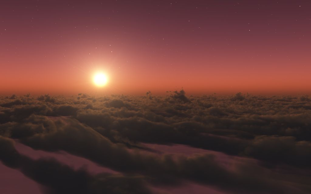 Солнце, Облака, Стратосфера, Цифровой Рендер, HD, 2K