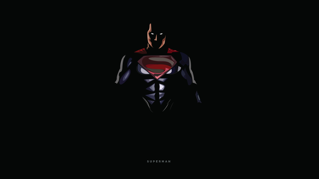 Супермен, Минимальный, Темный Фон, Dc Comics, Супергерои, Черный, HD, 2K, 4K, 5K, 8K