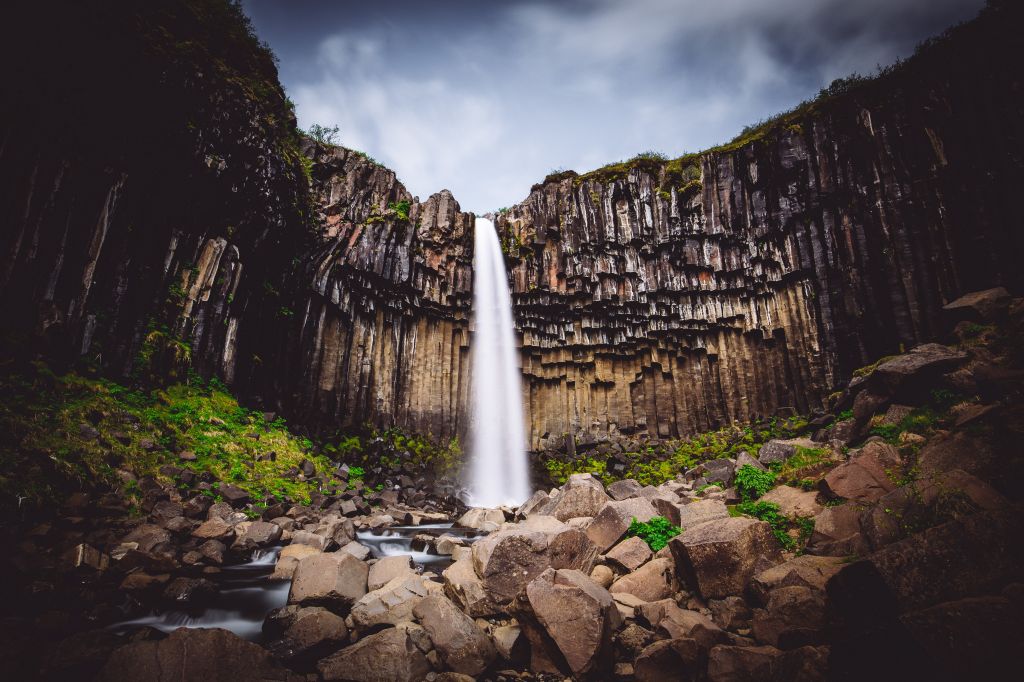 Водопад Свартифосс, Скафтафетль, Исландия, HD, 2K, 4K
