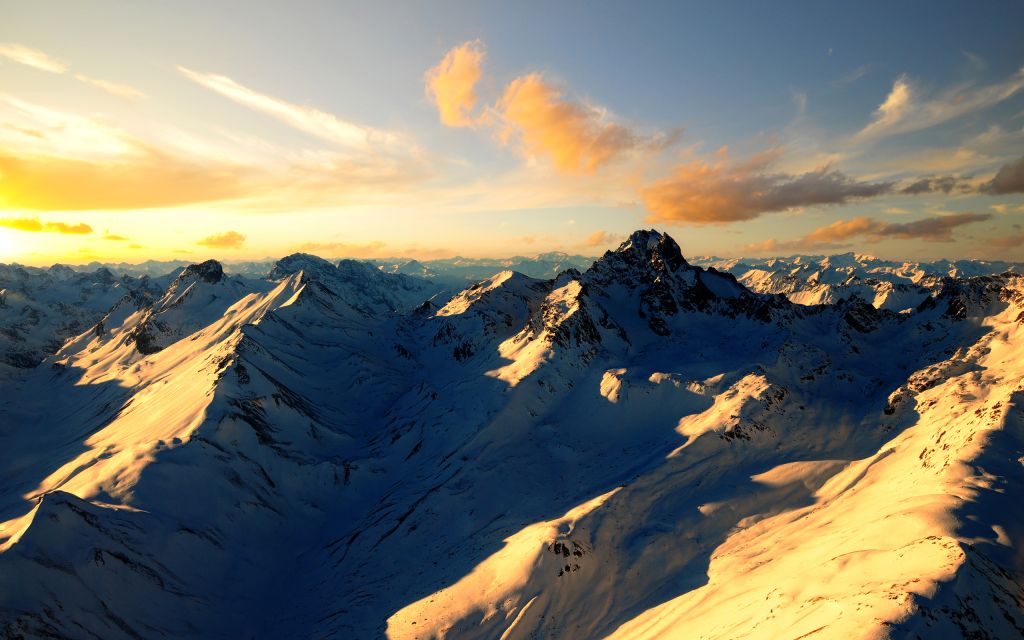 Швейцарские Альпы, Горы, Снег, Франция, Швейцария, HD, 2K