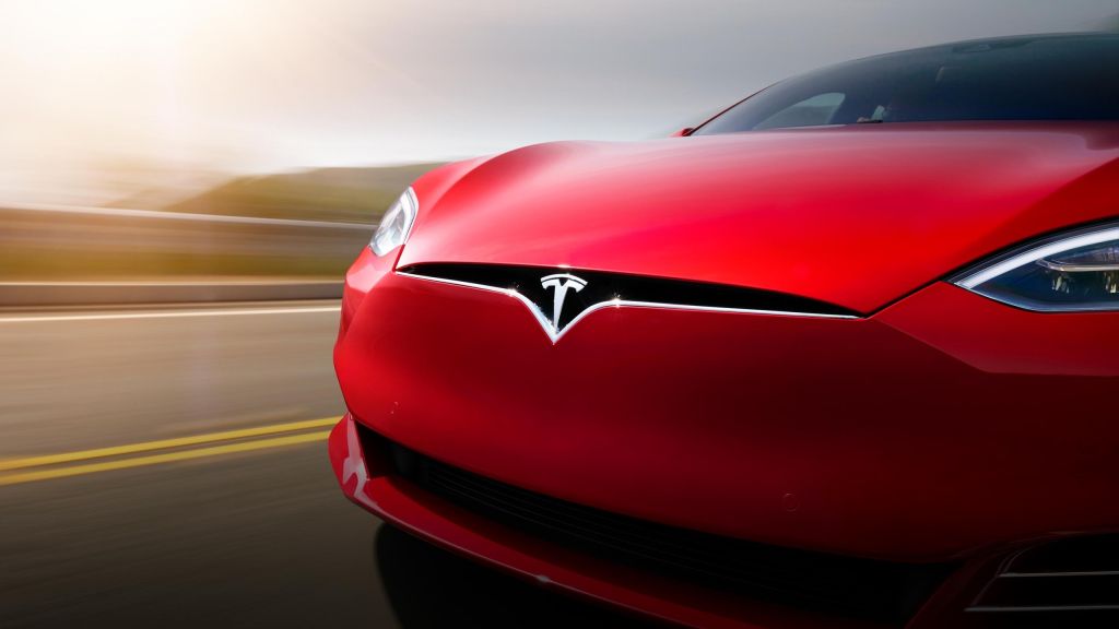 Tesla Model S, Спереди, Красный, HD, 2K