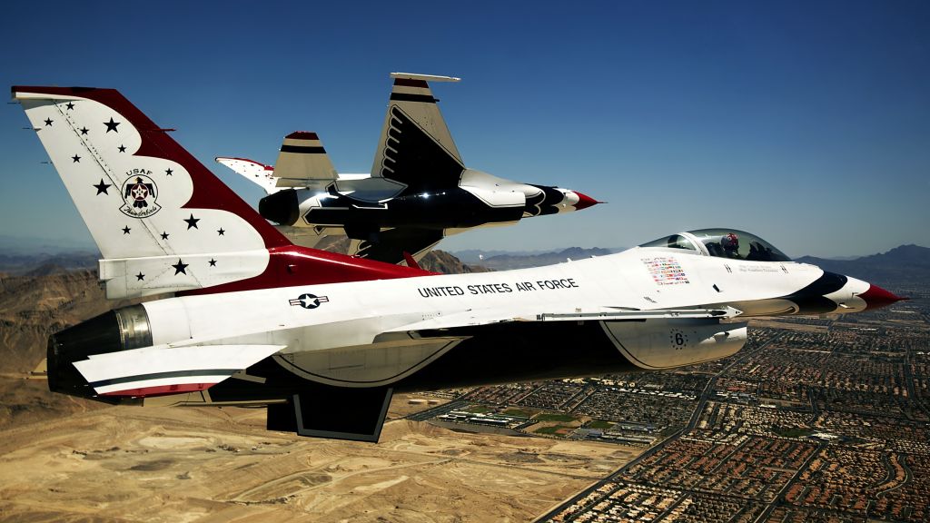 Thunderbird F-16, Истребитель, Сша. Воздушные Силы, HD, 2K, 4K