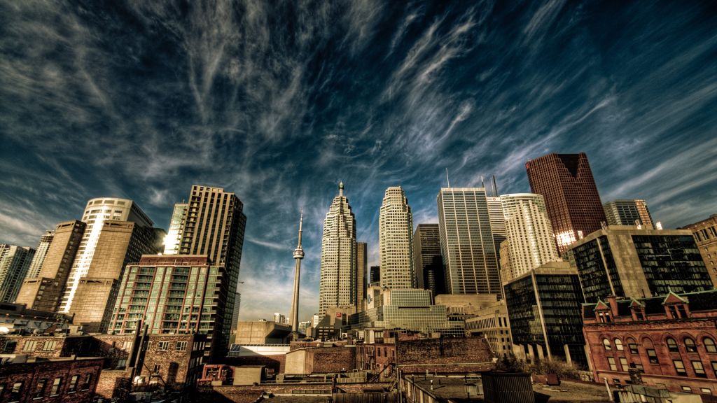 Торонто, Канада, Центр Города, Небо, Облака, Путешествия, Отпуск, Бронирование, HD, 2K, 4K