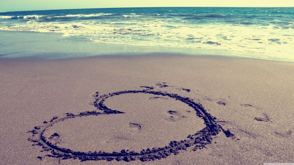 День Святого Валентина, 14 Февраля, Сердце, Песок, Море, Любовь, HD, 2K, 4K