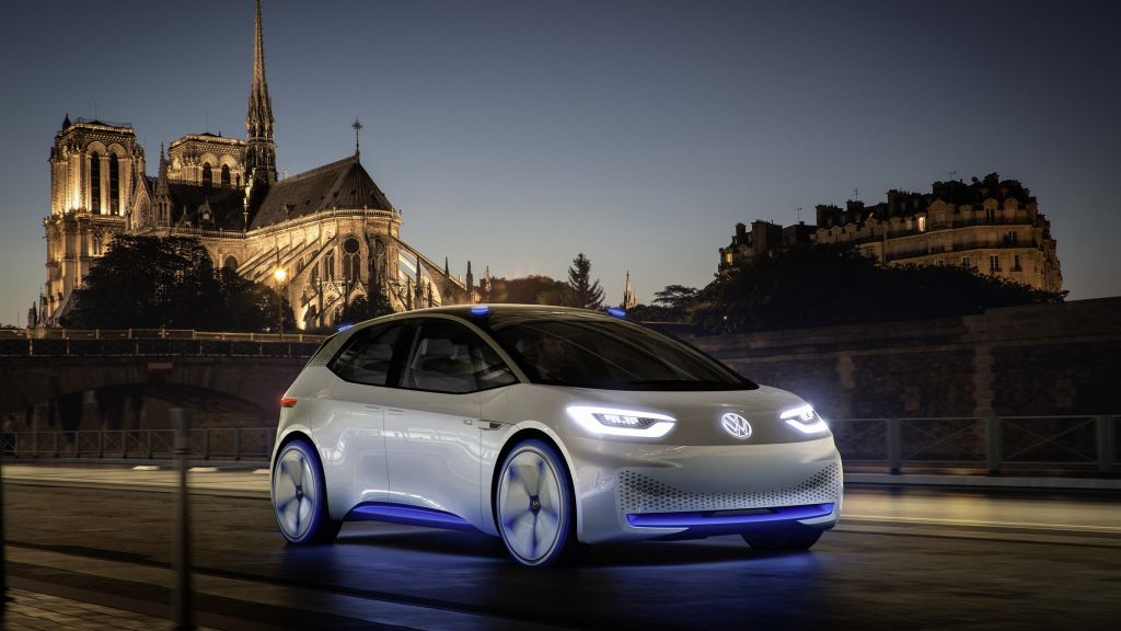 Volkswagen I.d., Парижский Автосалон 2016, Электромобили, Белый, HD, 2K, 4K